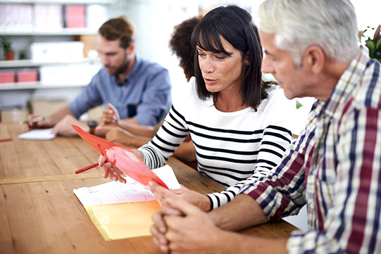 Sharing Her Ideas With Excitement Shot Two Mature Business Professionals Having Discussion Meeting