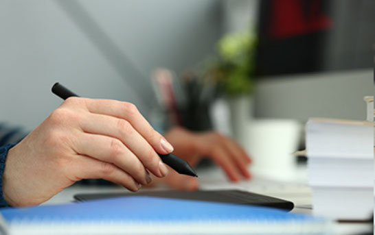Young Designer Holds Pen From Tablet His Crop U529